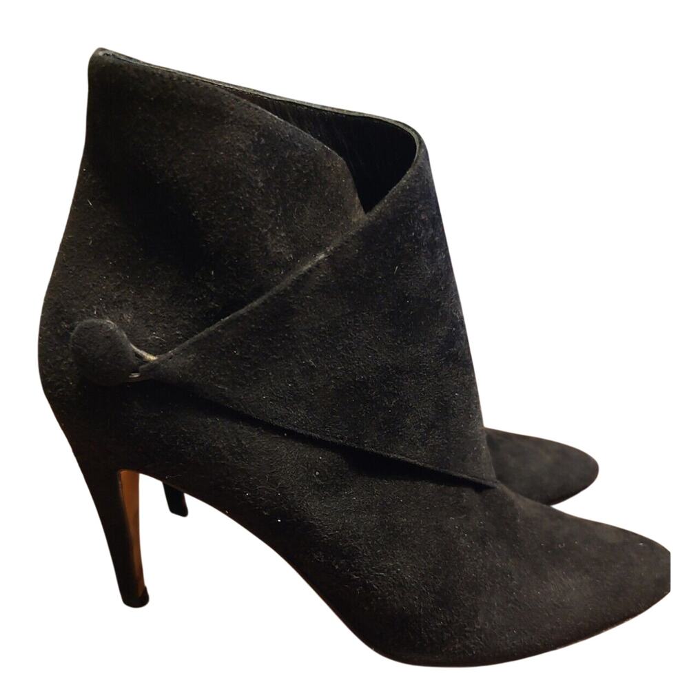MANOLO BLAHNIK Suede Ankle Boots Booties Black Size 37 EUC